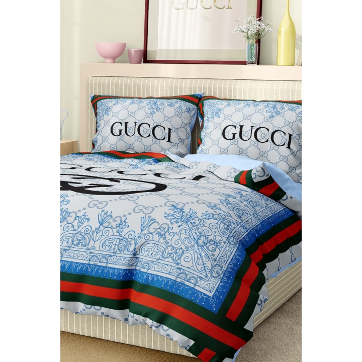 Marka Nevresim Takımı Çift Kişilik Pamuklu Saten Kumaş 6 Parça 3D Dijital Baskı Duvet Cover Set Model No:51