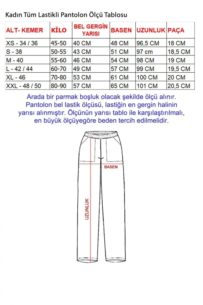 Tüm Kemer Lastikli Kadın Personel Pantolon