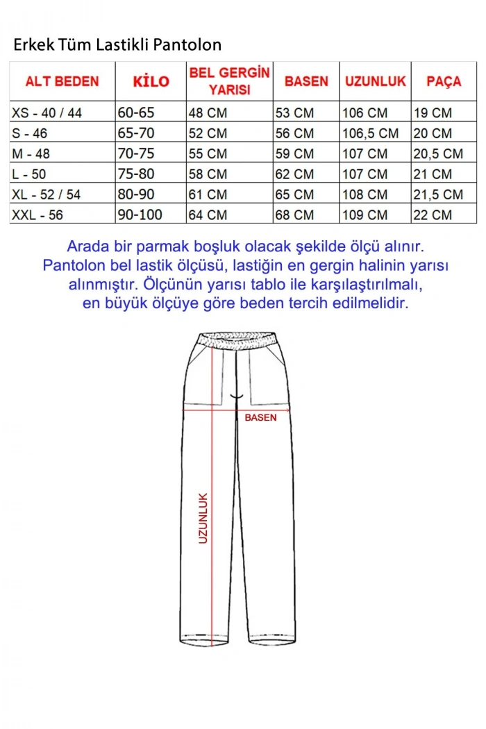 Tüm Bel Lastikli Erkek Personel Pantolon