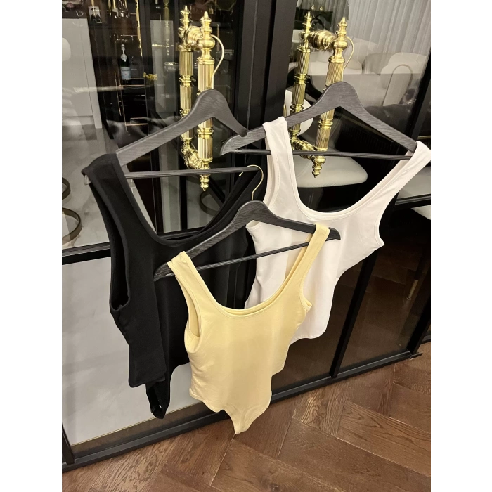 U Yakalı Askılı,Cıtcıtlı Body Siyah,Butter Yellow,Ekru