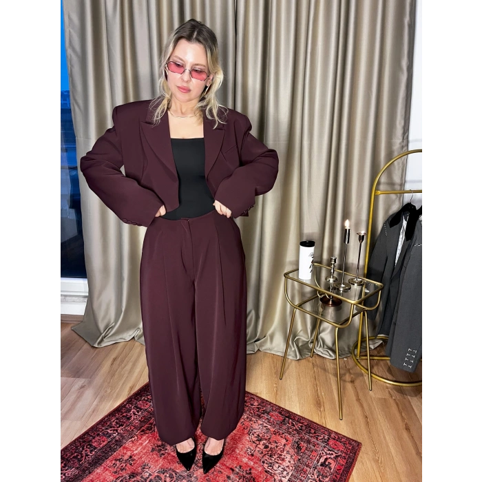 Bordo Şalvar Pantolon