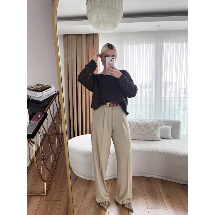 Bej Palazzo Pantolon