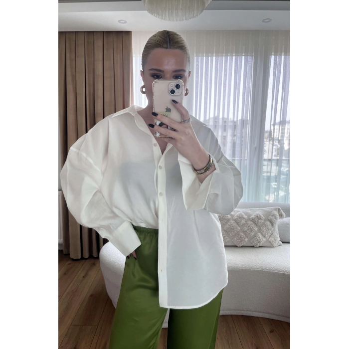 Beyaz Modal Gömlek