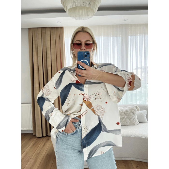 Desenli Poplin Gömlek