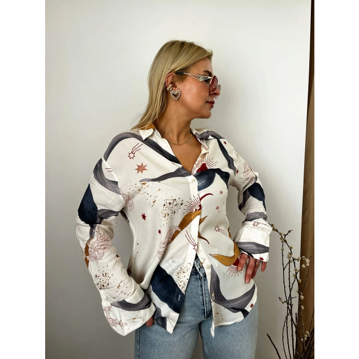 Desenli Poplin Gömlek