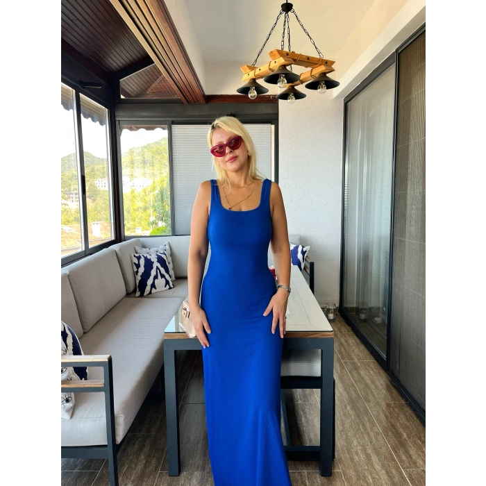 Saks Fitilli Penye Modal Elbise