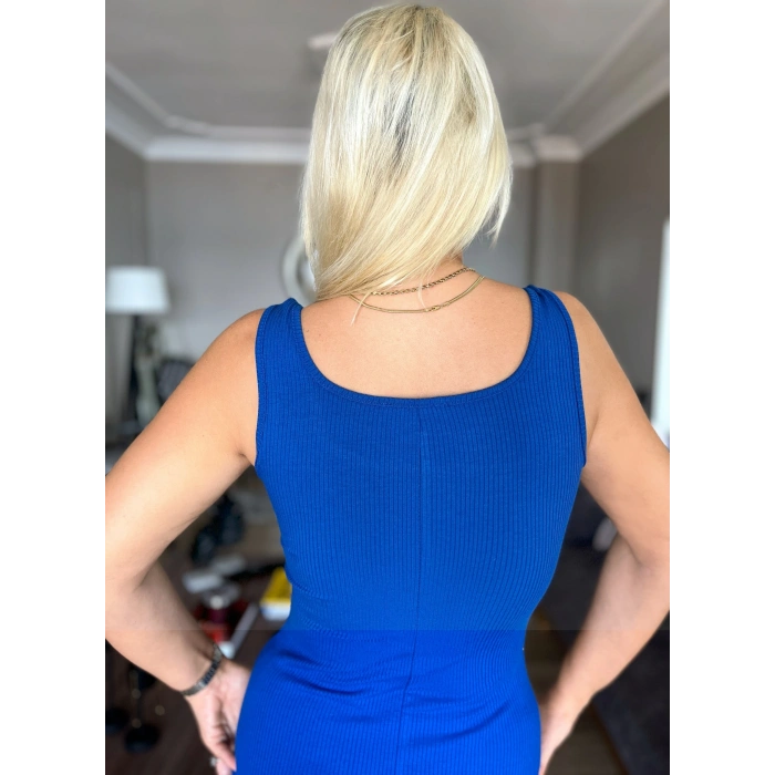 Saks Fitilli Penye Modal Elbise