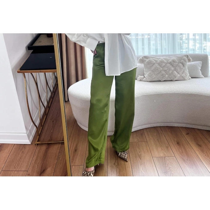 Saten Yeşil Pantolon