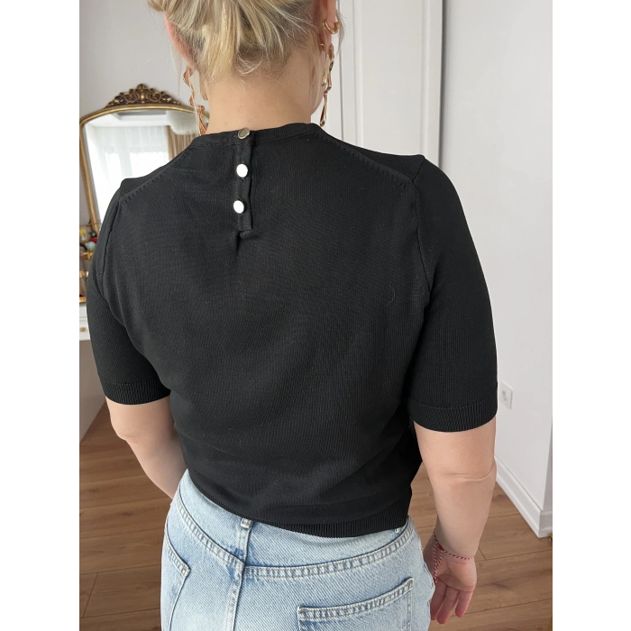 Sırtı Düğmeli Kısa Kollu Triko