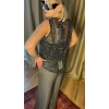 Pul Detaylı Asimetrik Bluz