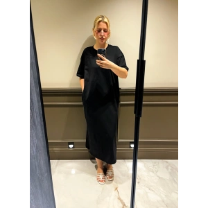 Siyah Yandan Cepli Elbise