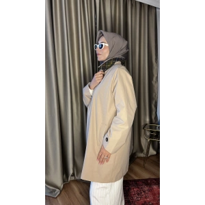Ekose Yaka Premium Taba Trençkot