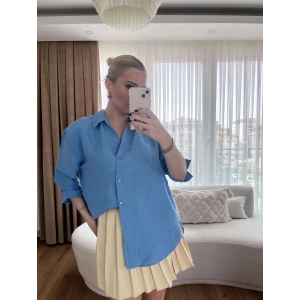 Mavi Keten Gömlek