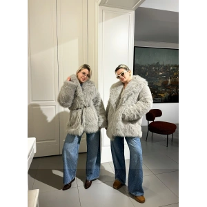 Premium Antrasit Kemerli Kürk