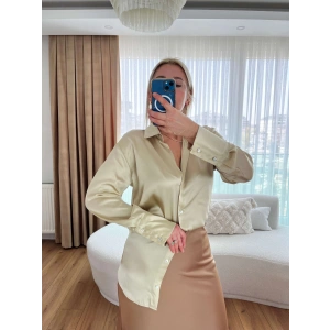 Saten Koyu Ekru Gömlek