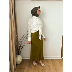 Saten Olive (Zeytin) Etek