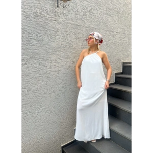 Tek Omuz Askılı Beyaz Elbise