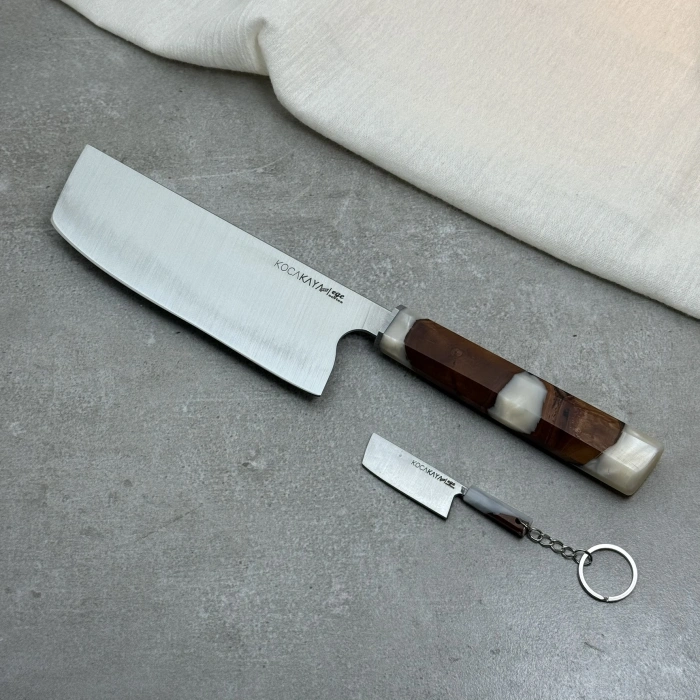 Epoxy Serisi Beyaz Nakiri Sebze Bıçağı 180mm Namlu - Kocakaya El Yapımı Şef Bıçakları