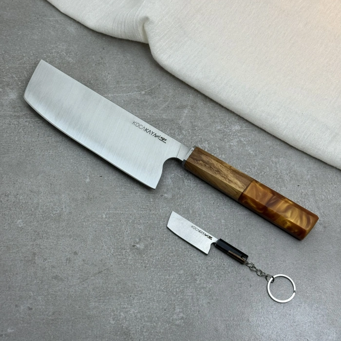 Epoxy Serisi Alev Nakiri Sebze Bıçağı 180mm Namlu - Kocakaya El Yapımı Şef Bıçakları