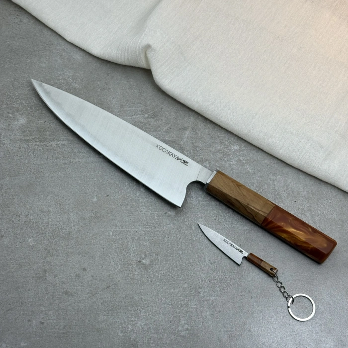 Epoxy Serisi Chef103 Alev Şef Bıçağı 230mm Namlu - Kocakaya El Yapımı Şef Bıçakları
