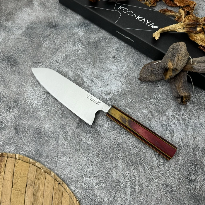 Gofret Serisi Santoku Kırmızı Mutfak Bıçağı 175mm Namlu - Kocakaya Bıçakları