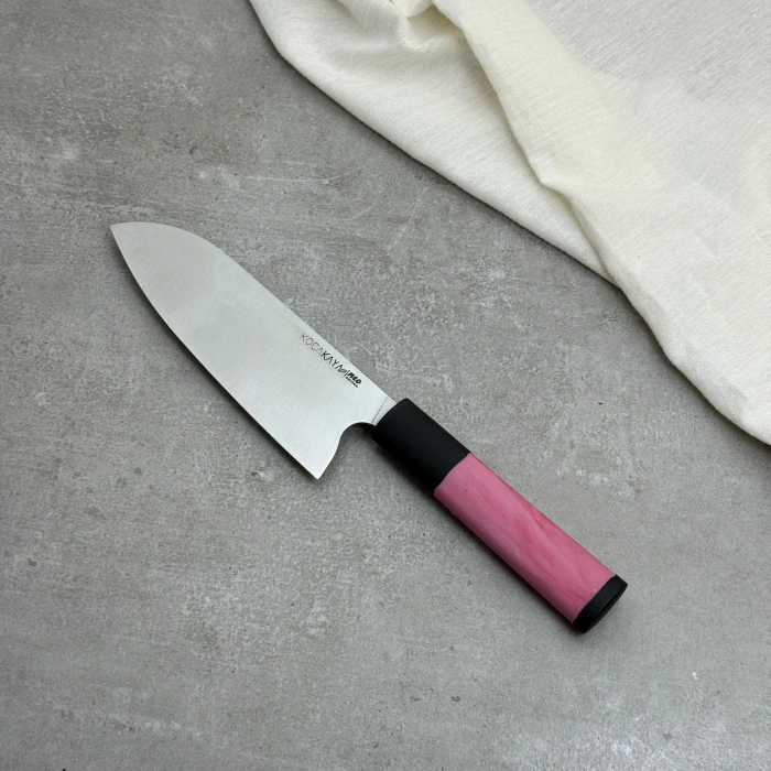 Neo Serisi Oval Pembe Santoku Şef Bıçağı 180mm Namlu - Kocakaya El Yapımı Şef Bıçakları