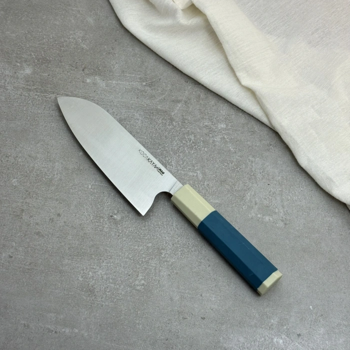 Neo Serisi Sekizgen Turkuaz Santoku 180mm Namlu - Kocakaya El Yapımı Şef Bıçakları