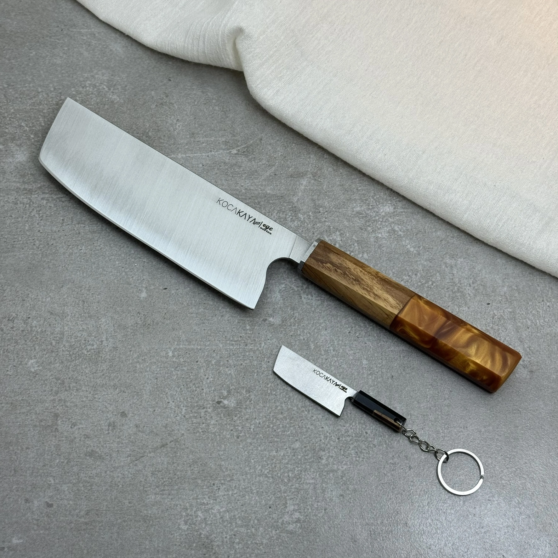 Epoxy Serisi Alev Nakiri Sebze Bıçağı 180mm Namlu - Kocakaya El Yapımı Şef Bıçakları