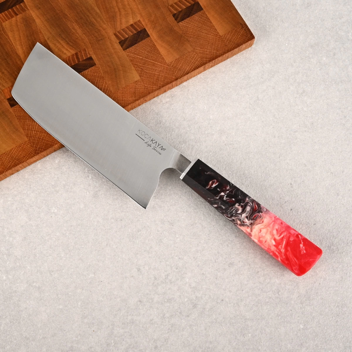 Life Serisi Nakiri Kırmızı Sebze Bıçağı 180mm Namlu - Kocakaya Bıçakları