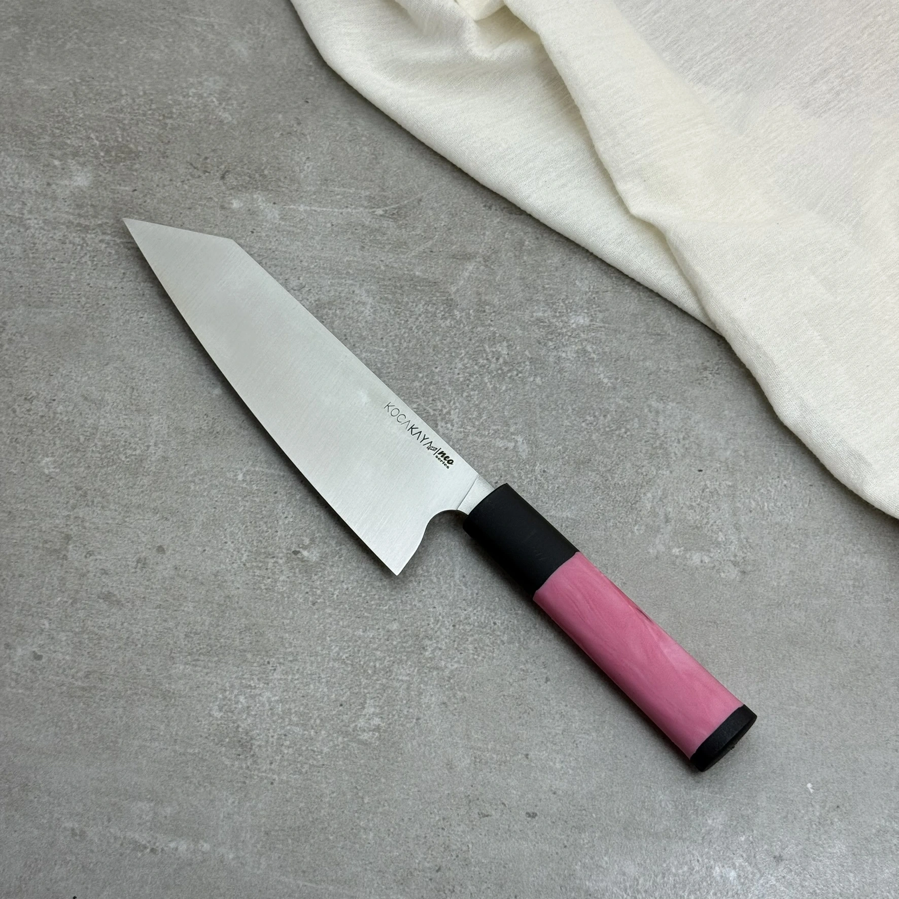 Neo Serisi Oval Pembe Kiritsuke Şef Bıçağı 215mm Namlu - Kocakaya El Yapımı Şef Bıçakları