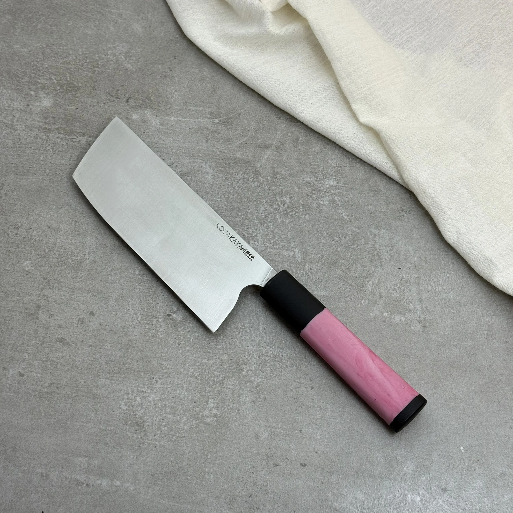 Neo Serisi Sekizgen Pembe Nakiri Şef Bıçağı 180mm Namlu - Kocakaya El Yapımı Şef Bıçakları