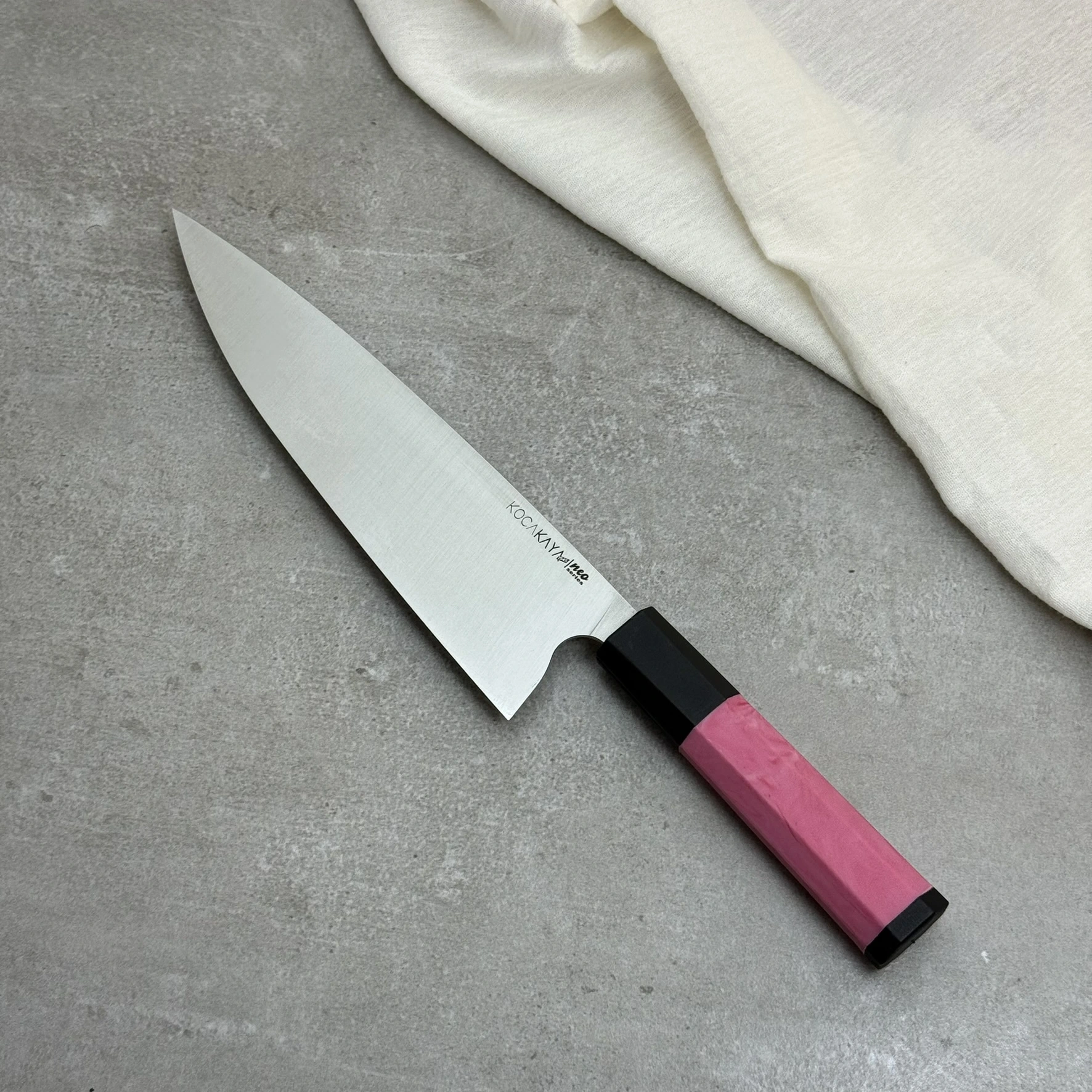 Neo Serisi Sekizgen Pembe Klasik Şef Bıçağı 230mm Namlu - Kocakaya El Yapımı Şef Bıçakları