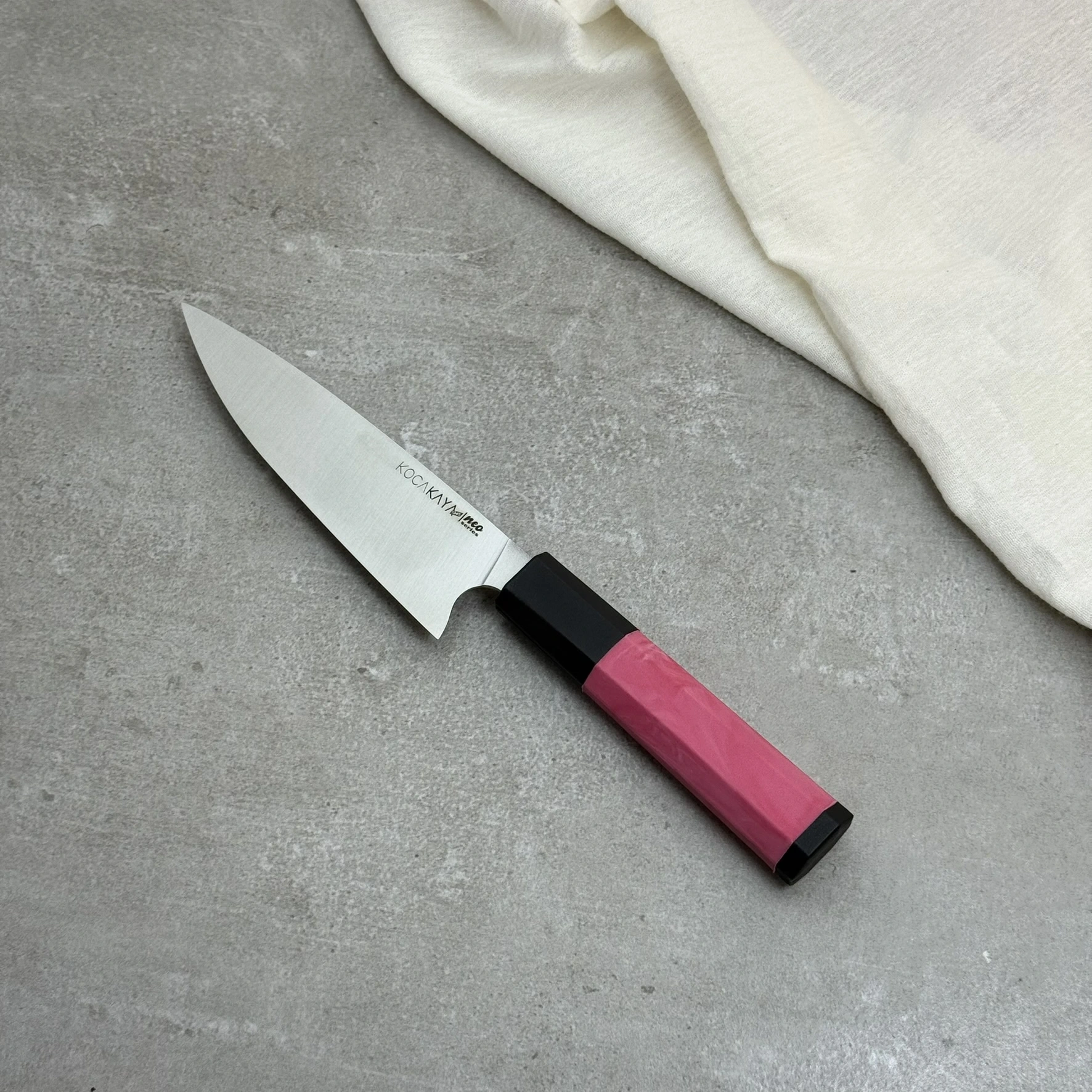 Neo Serisi Sekizgen Pembe Small Şef Bıçağı 165mm Namlu - Kocakaya El Yapımı Şef Bıçakları