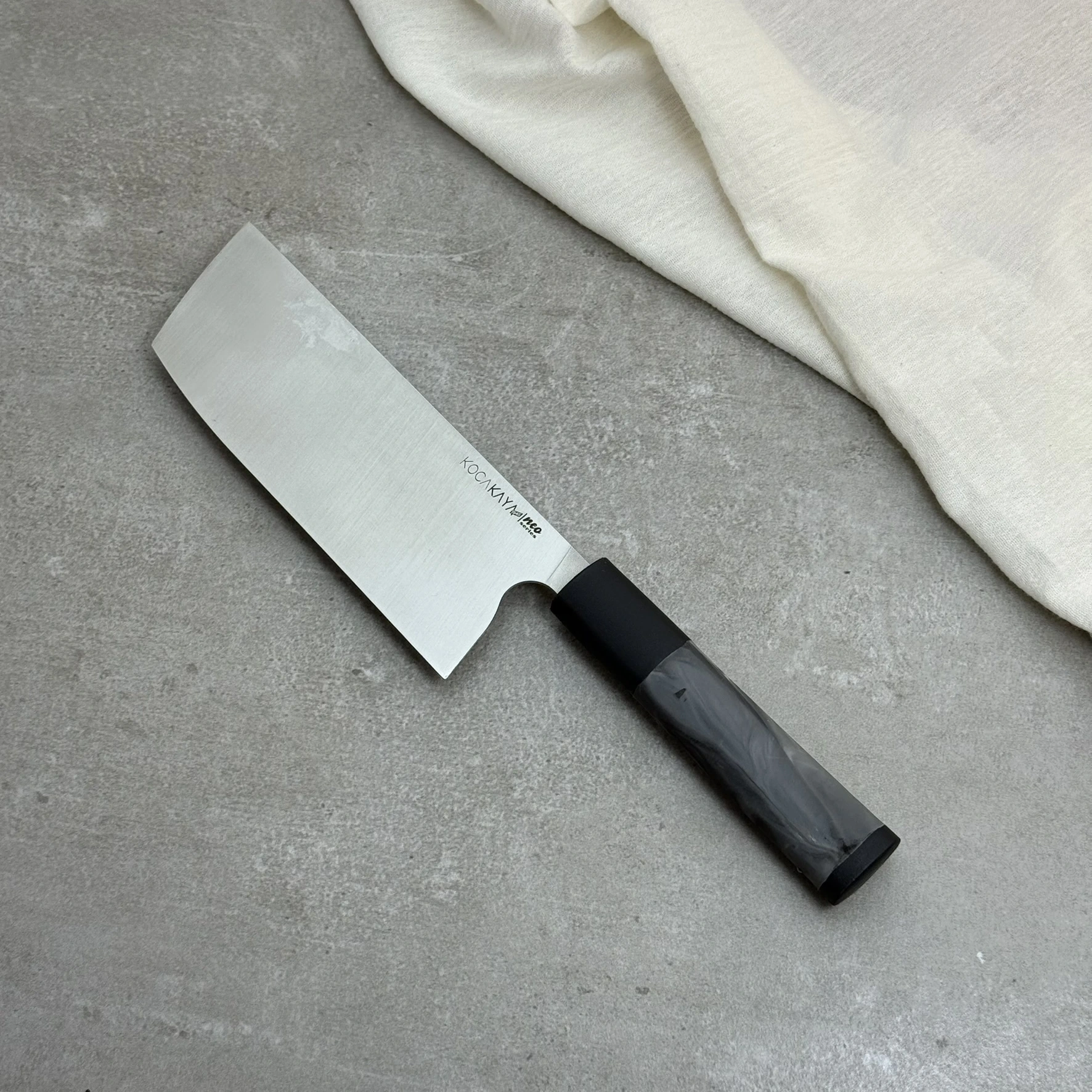 Neo Serisi Oval Siyah Nakiri Şef Bıçağı 180mm Namlu - Kocakaya El Yapımı Şef Bıçakları