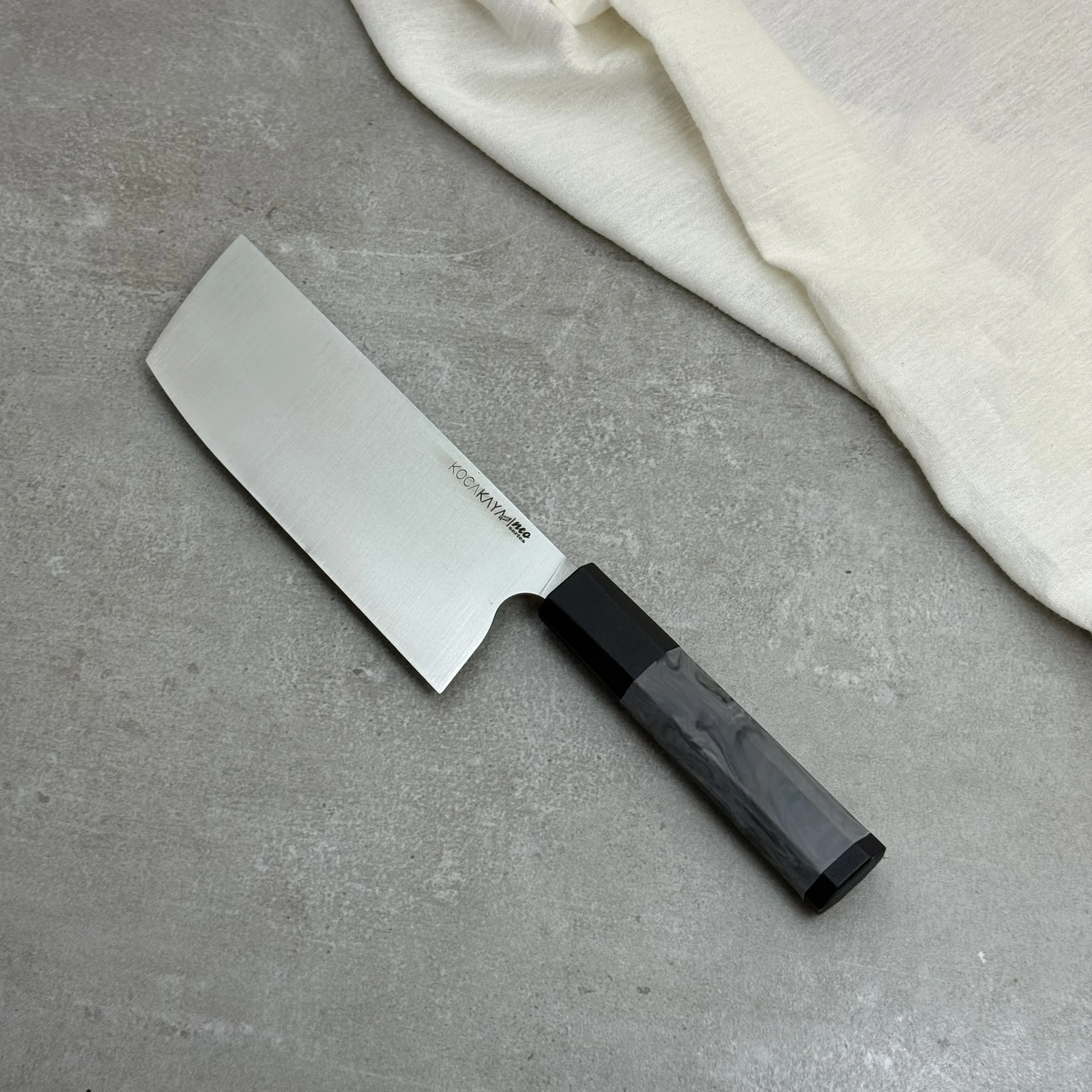 Neo Serisi Sekizgen Siyah Nakiri Şef Bıçağı 180mm Namlu - Kocakaya El Yapımı Şef Bıçakları