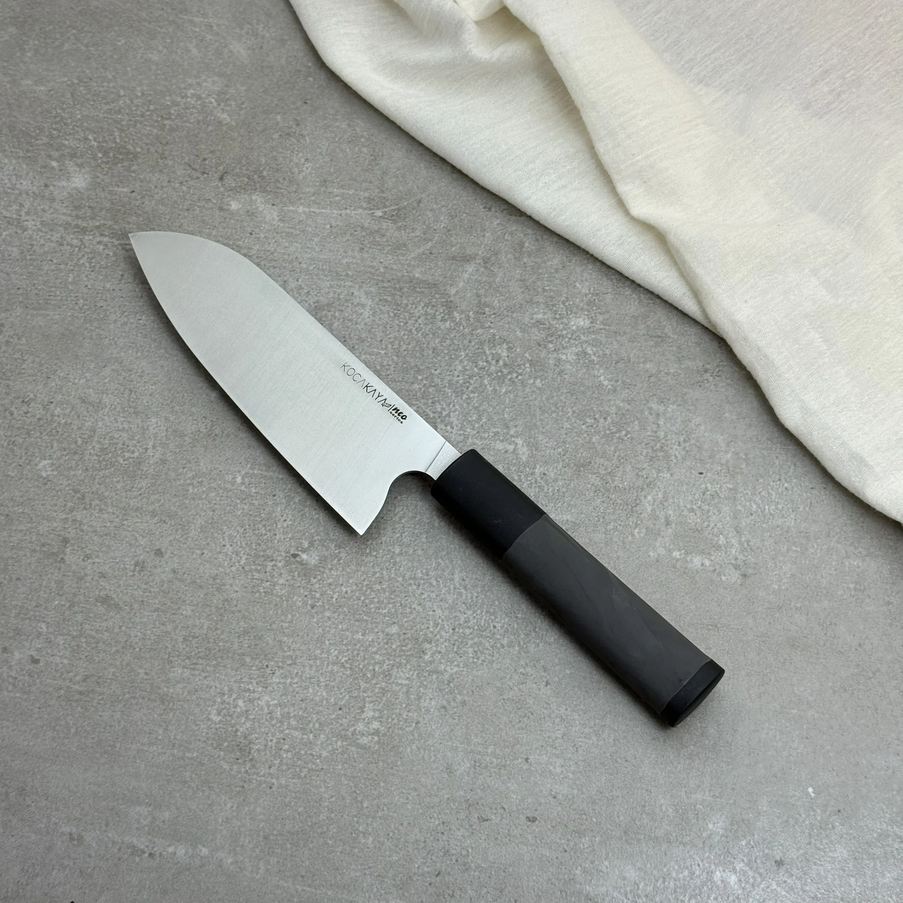 Neo Serisi Oval Siyah Santoku Şef Bıçağı 180mm Namlu - Kocakaya El Yapımı Şef Bıçakları