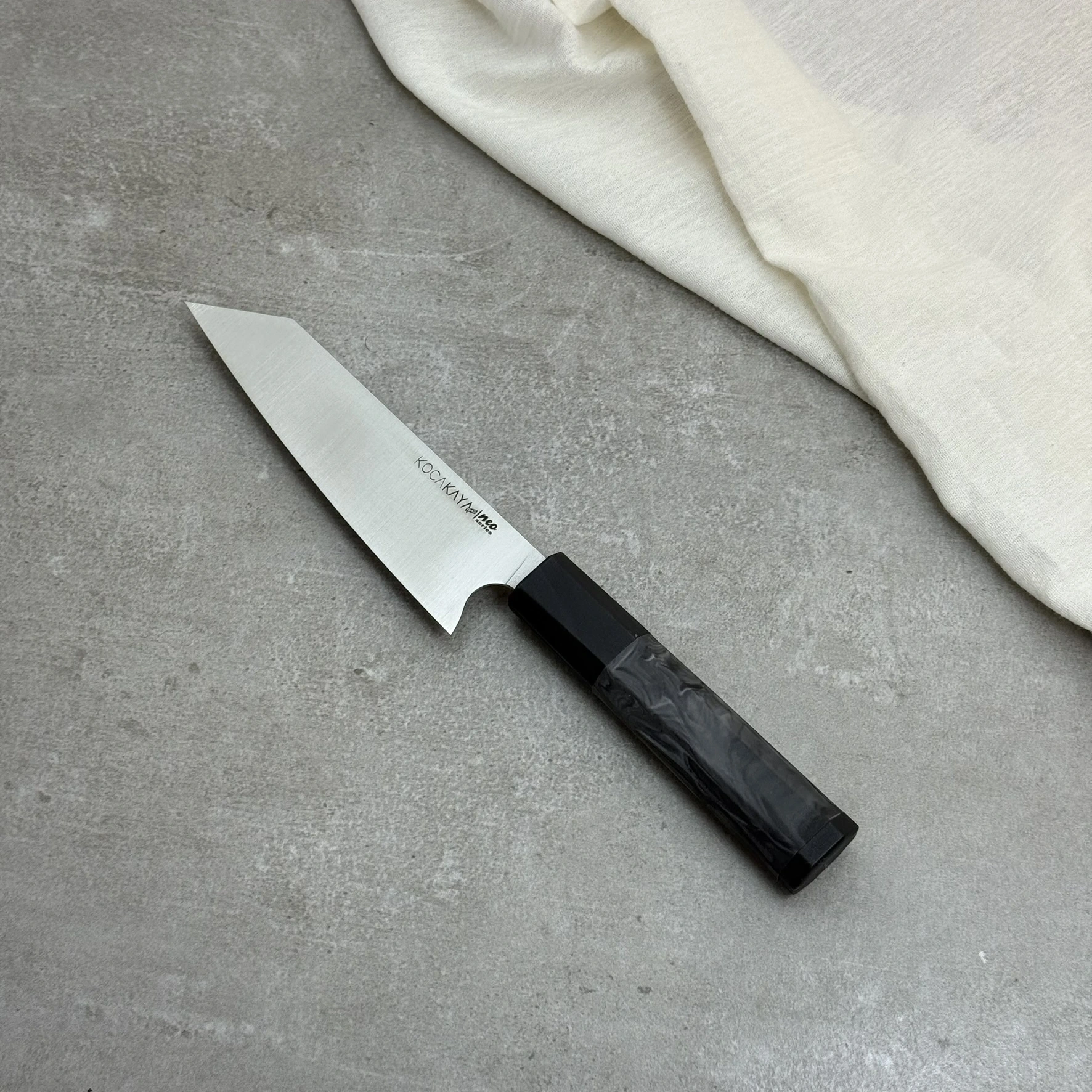 Neo Serisi Sekizgen Siyah Small Kiritsuke Şef Bıçağı 165mm Namlu - Kocakaya El Yapımı Şef Bıçakları