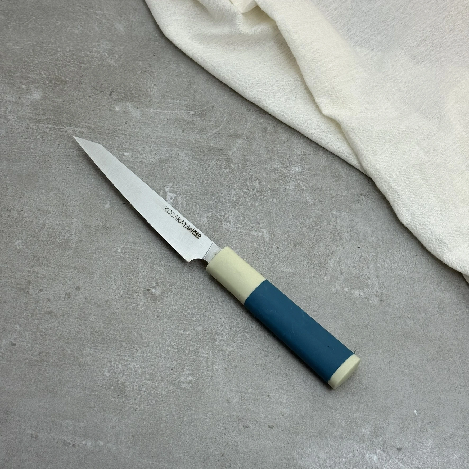 Neo Serisi Oval Turkuaz Hankotsu Soyma Bıçağı 160mm Namlu - Kocakaya El Yapımı Şef Bıçakları