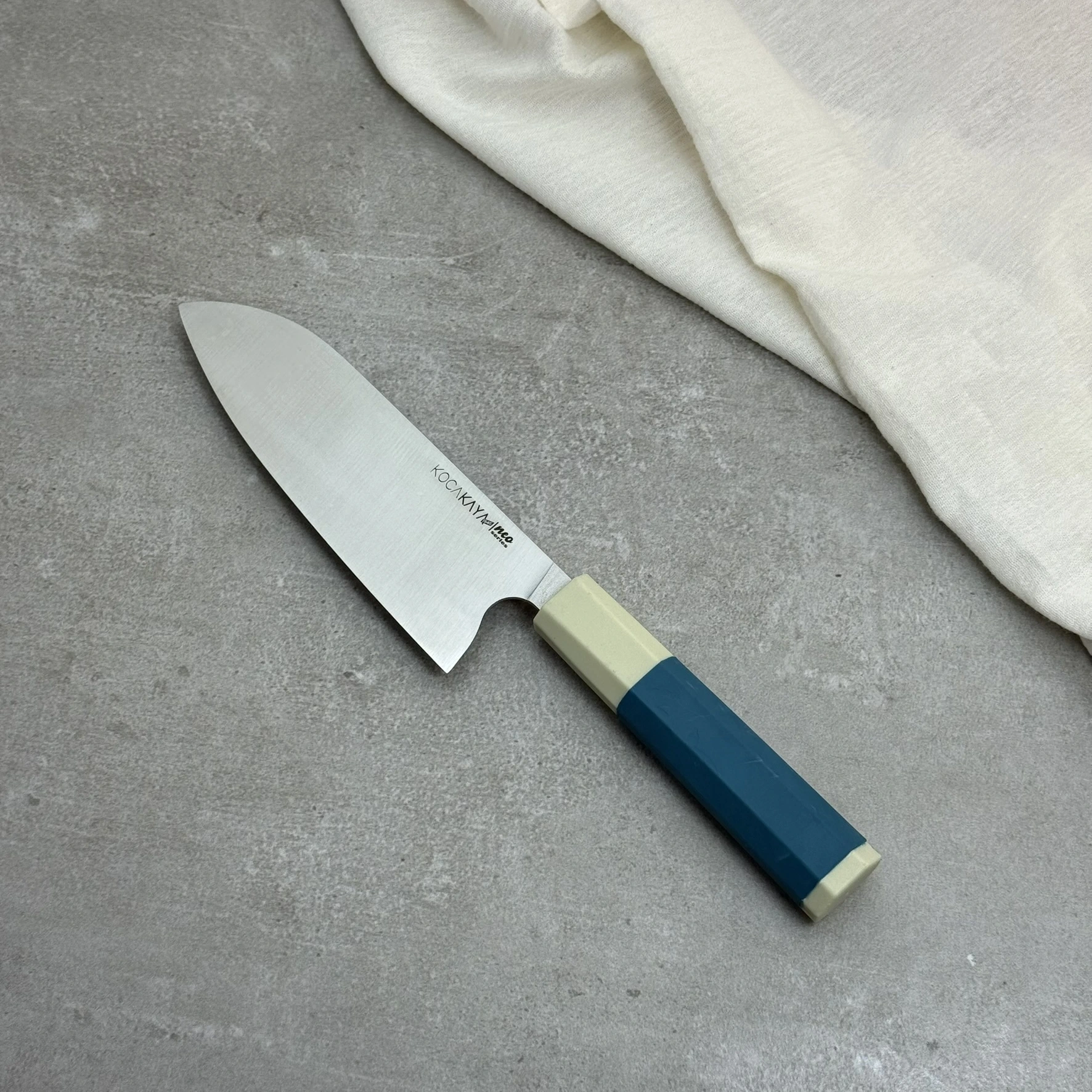 Neo Serisi Sekizgen Turkuaz Santoku 180mm Namlu - Kocakaya El Yapımı Şef Bıçakları