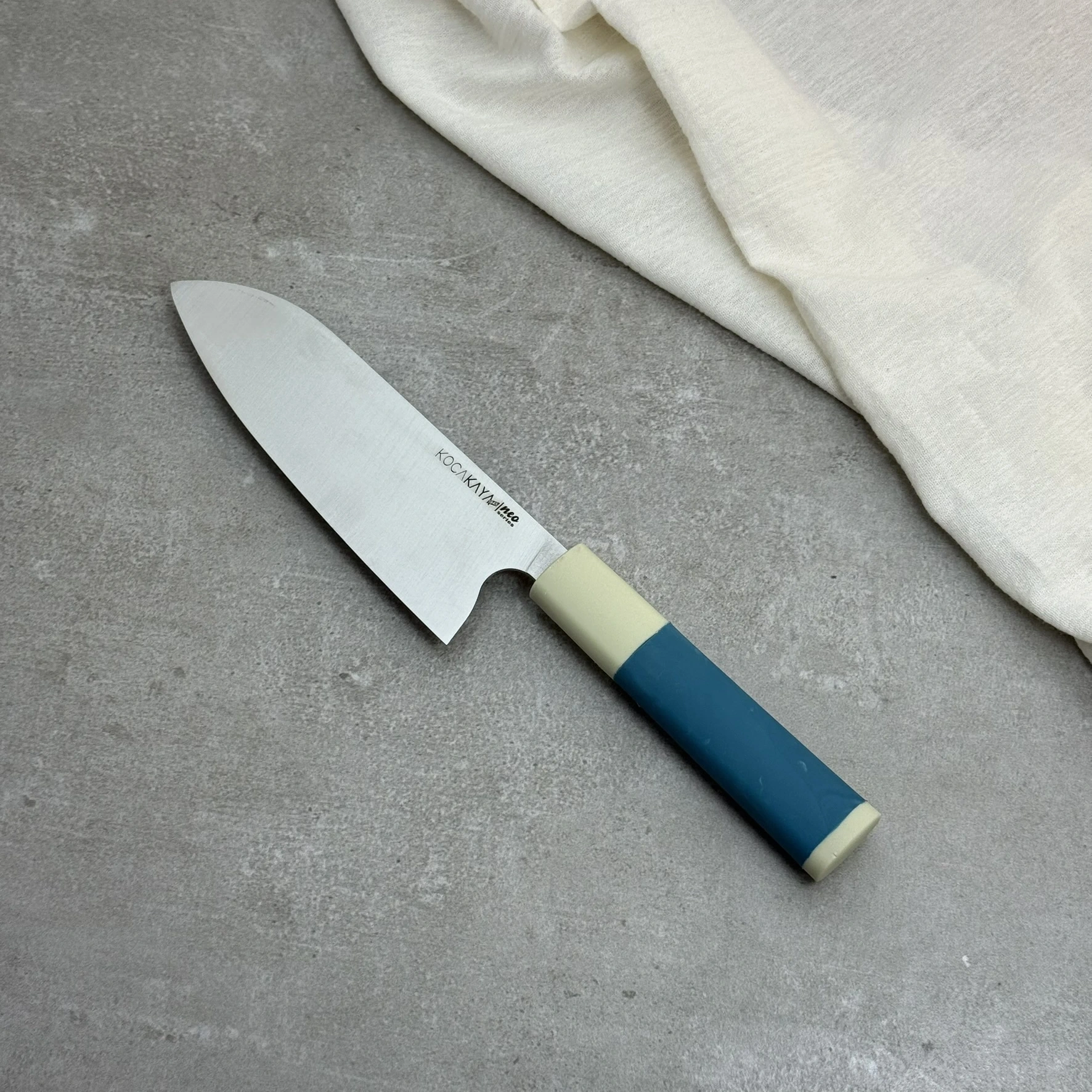Neo Serisi Oval Turkuaz Santoku 180mm Namlu - Kocakaya El Yapımı Şef Bıçakları