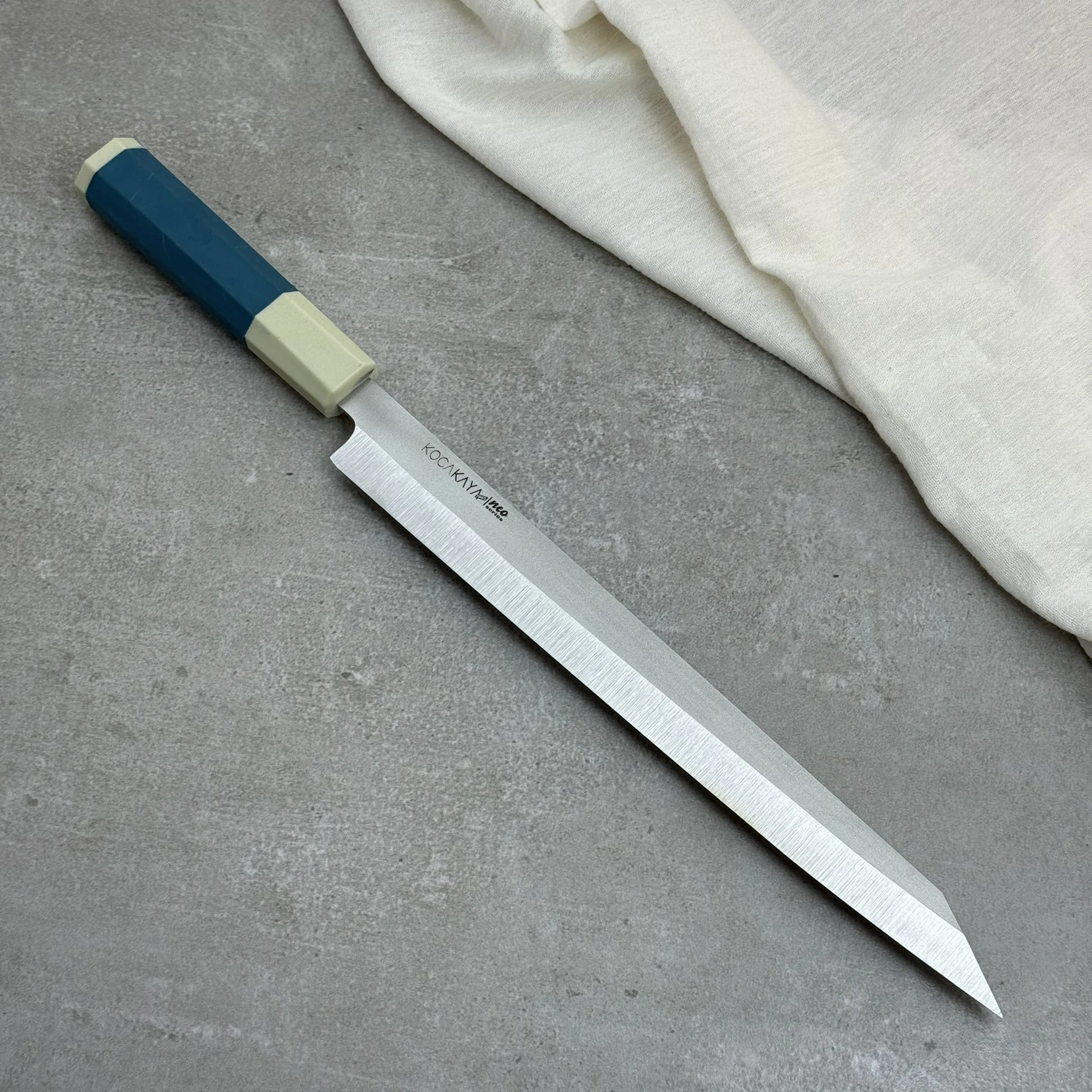 Neo Serisi Sekizgen Turkuaz China Yanagiba Fileto Bıçağı 285mm Namlu - Kocakaya El Yapımı Şef Bıçakları