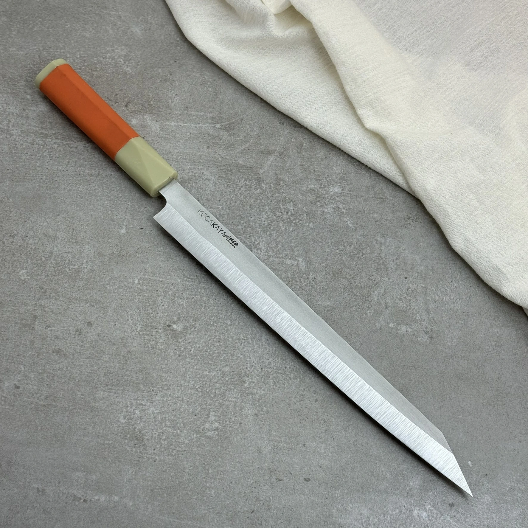 Neo Serisi Oval Turuncu China Yanagiba Fileto Bıçağı 285mm Namlu - Kocakaya El Yapımı Şef Bıçakları