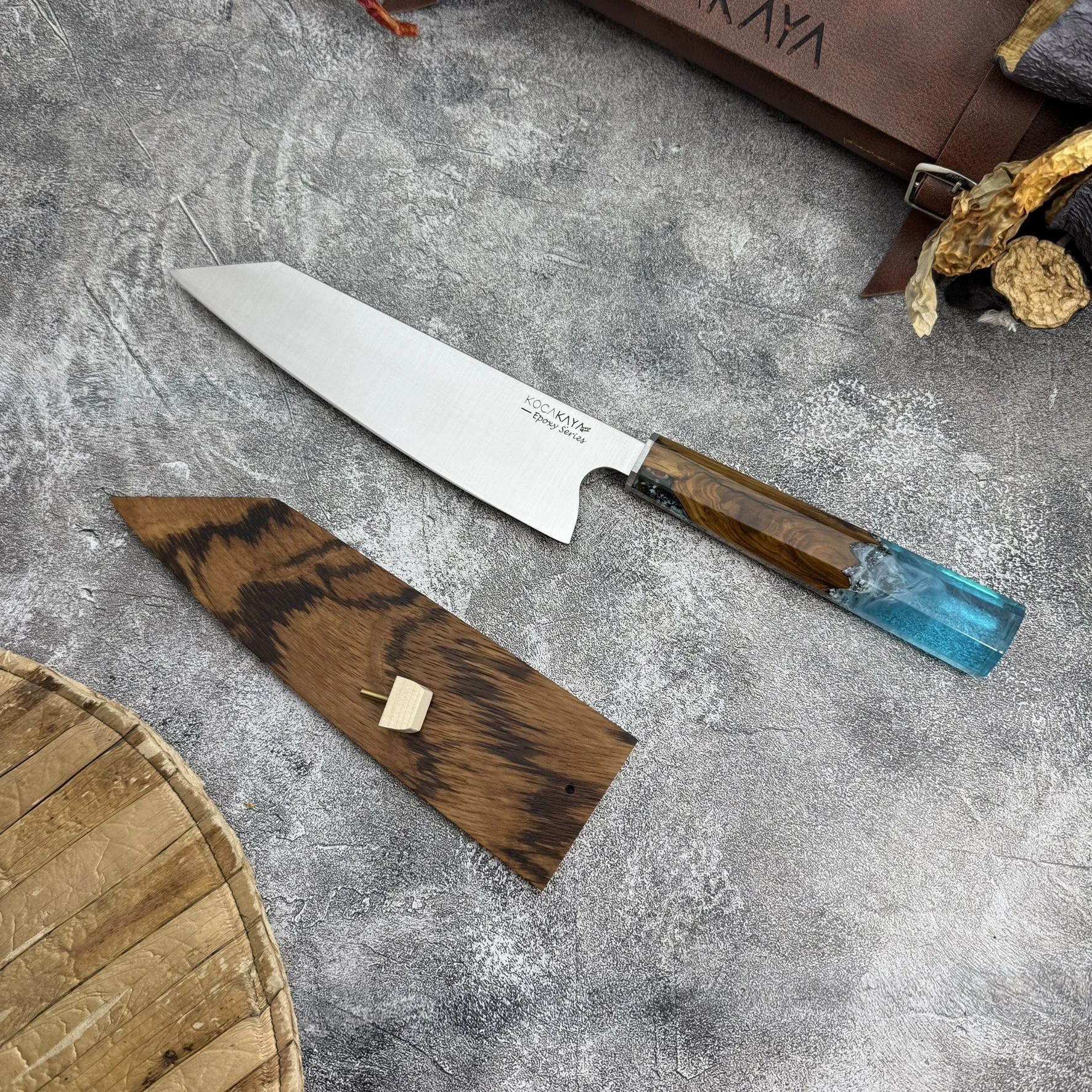 Epoxy Serisi Kiritsuke Bıçağı 205mm Namlu (Ahşap Saya Dahil) - Kocakaya El Yapımı Bıçaklar
