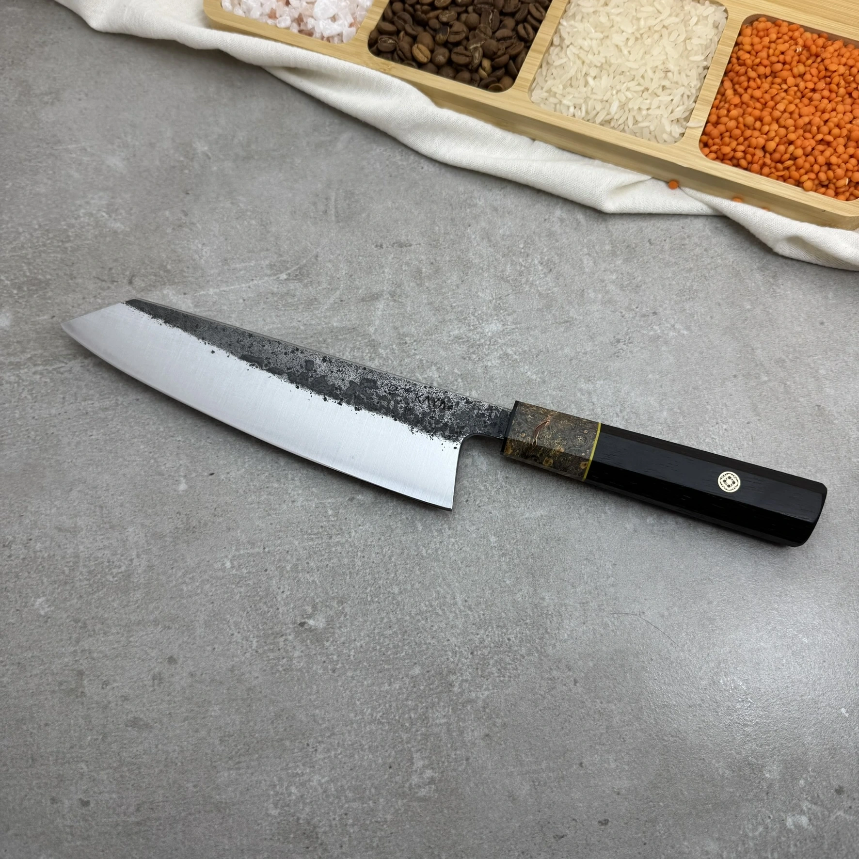 Schizophrenia Serisi Karbon Kiritsuke 205mm Namlu - Kocakaya El Yapımı Bıçaklar