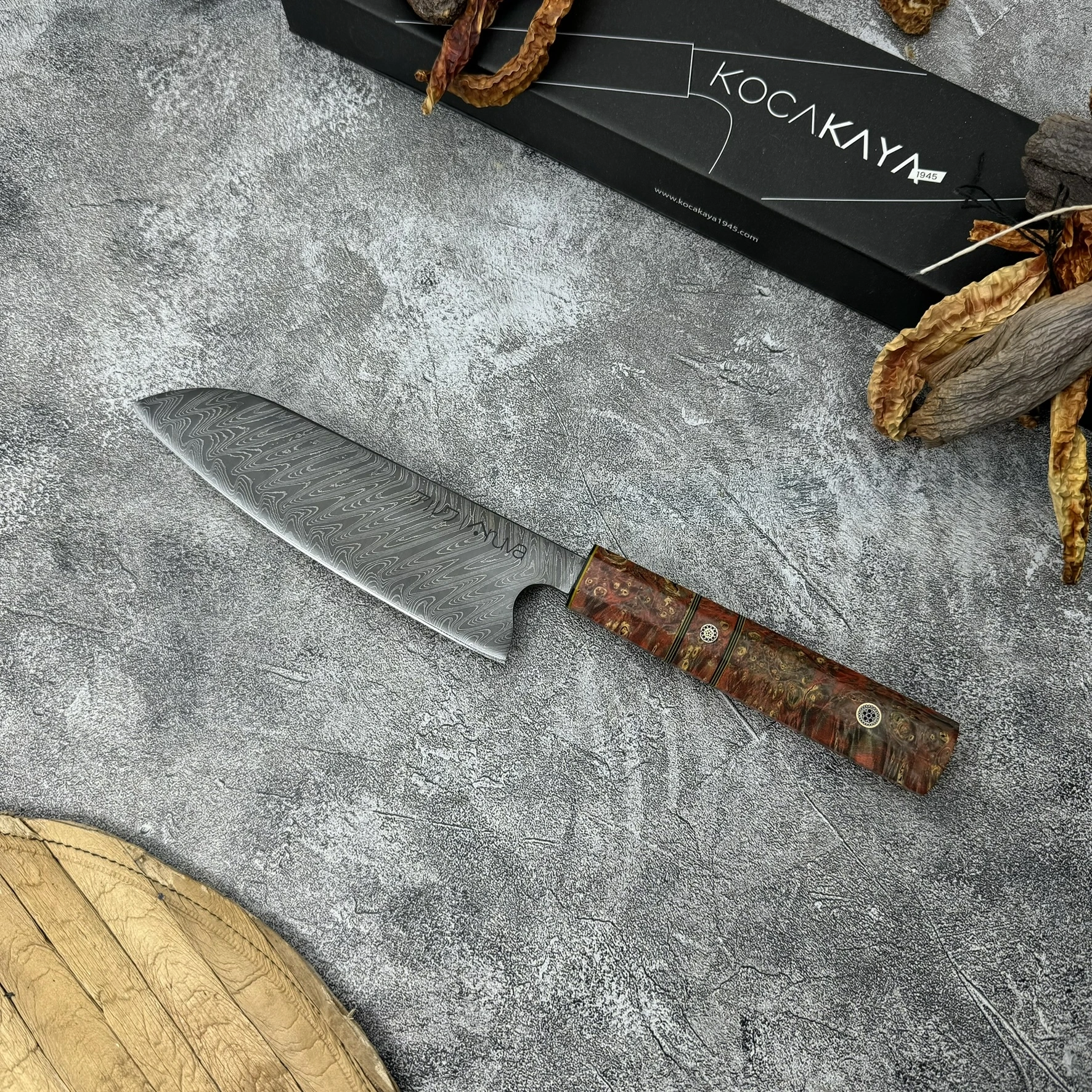 Schizophrenia Serisi Damascus Santoku El Yapımı Profesyonel Şef Bıçağı - Kocakaya Dövme Bıçakları