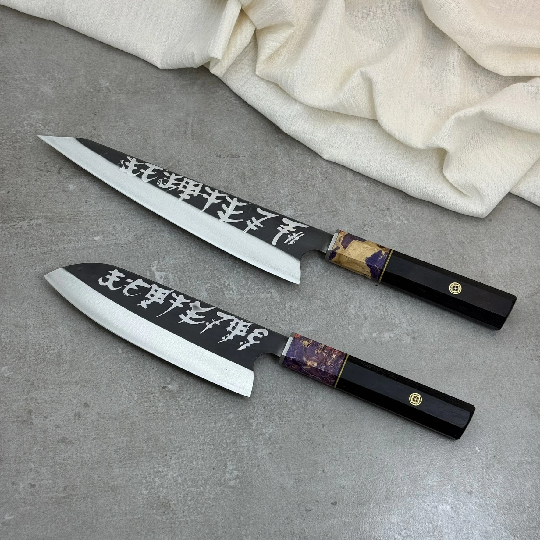 Schizopherinia Serisi İkili Set Honesuki & Santoku - Kocakaya Özel Tasarım