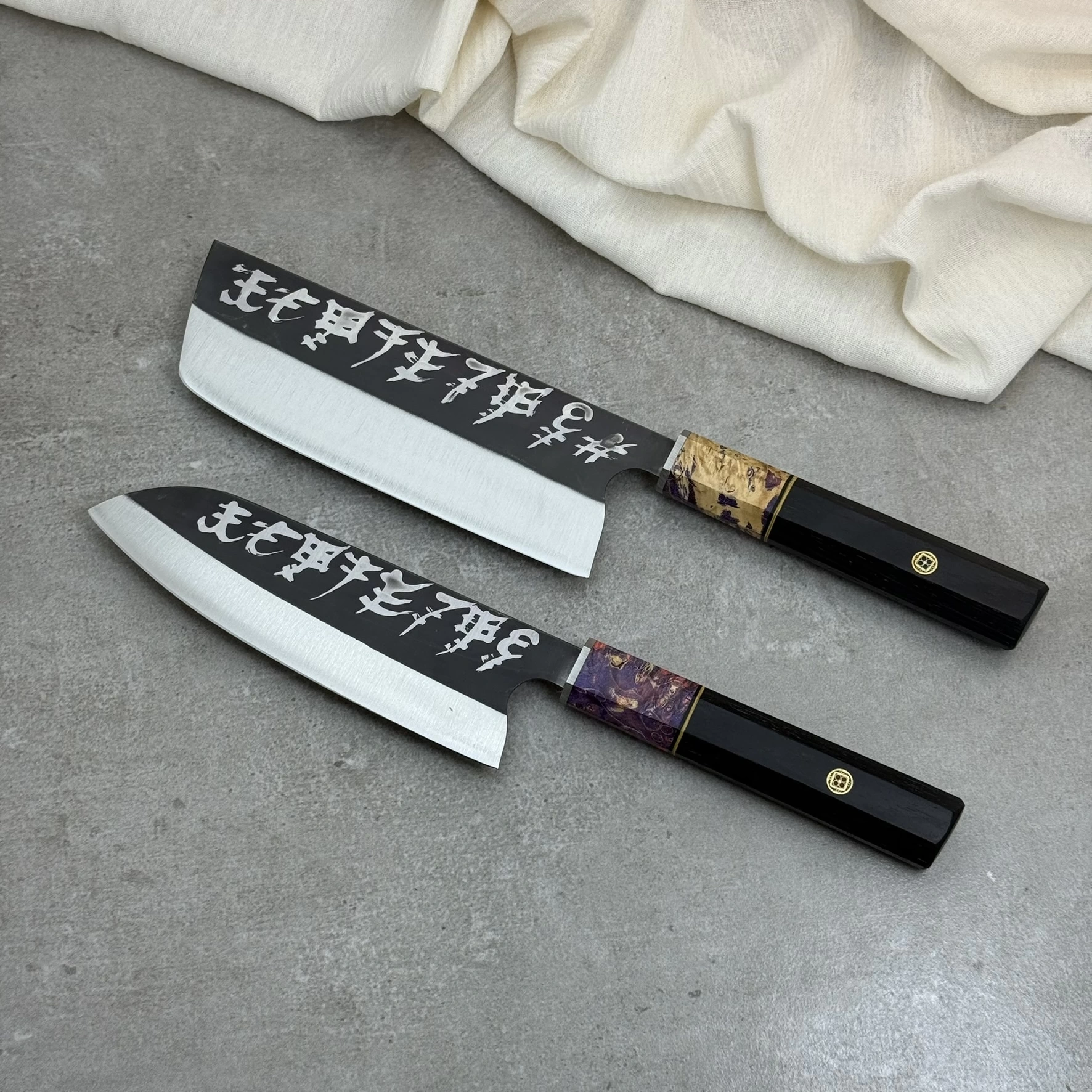 Schizopherinia Serisi İkili Set Nakiri & Santoku - Kocakaya Özel Tasarım