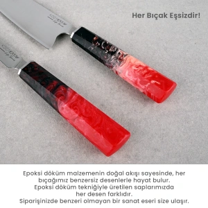 Life Serisi Santoku Kırmızı Şef Bıçağı