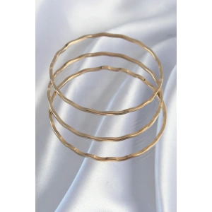 316L Çelik Gold Renk Dalgalı Model Bilezik Seti - TJ-BB6177