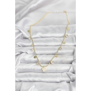 Pirinç Gold Renk Yonca Model Kadın Kolye TJ-BKO10641
